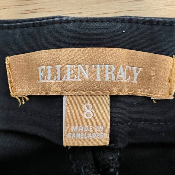 Ellen Tracy Women’s Mid Rise Flat Front Chino Pants Black Side Zipper 8 - Picture 8 of 9